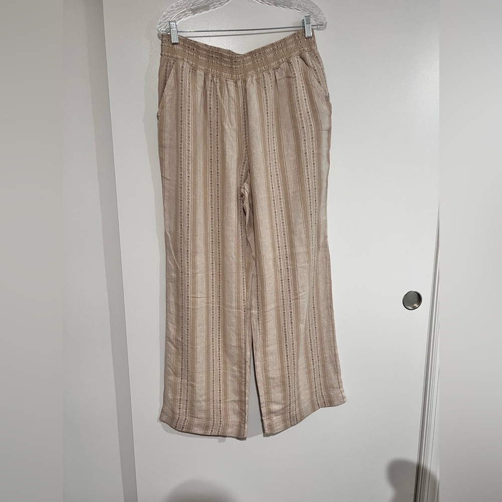 Briggs New York Beige Striped Wide Leg Pants